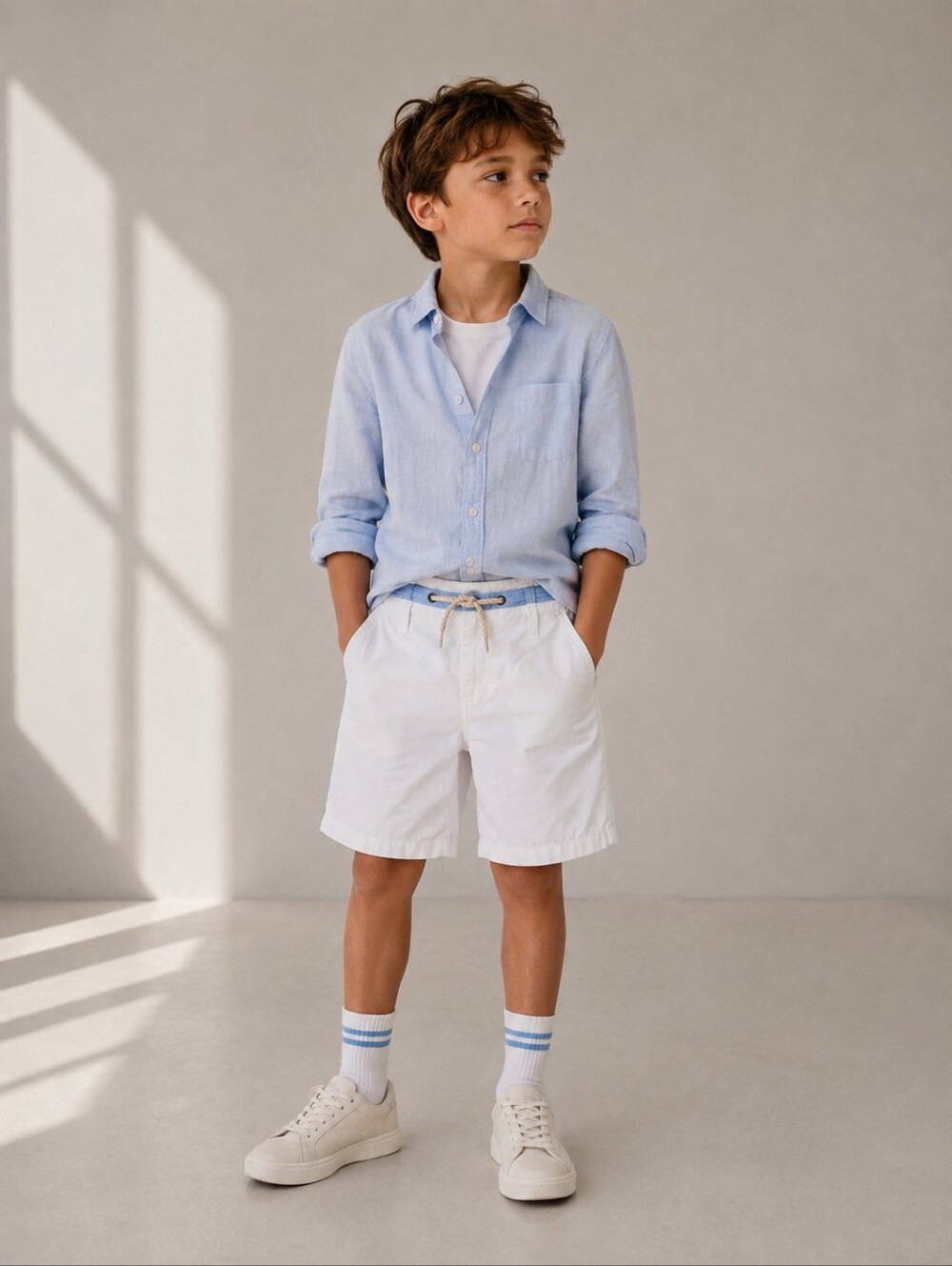 Janie and Jack White Drawstring Chino Shorts Boys Size 10 Coastal Preppy